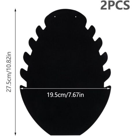 Set di 2 espositori per gioielli in velluto nero con 5 scomparti per gioielli, collane e bracciali.