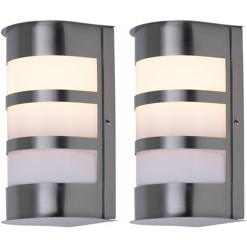 Image of Set di 2 lampade da esterno in acciaio inossidabile per facciate in un set che include due lampadine led da 4 watt