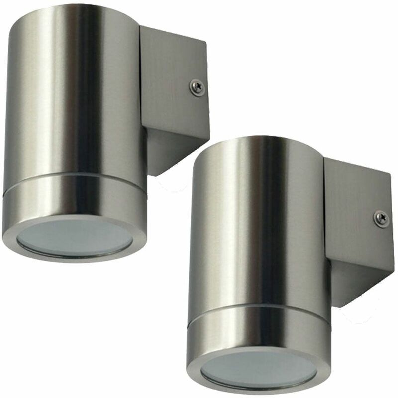 Image of Set di 2 lampade da esterno per facciate luci da parete rotonde in acciaio inox faretti da veranda argento 1-flg