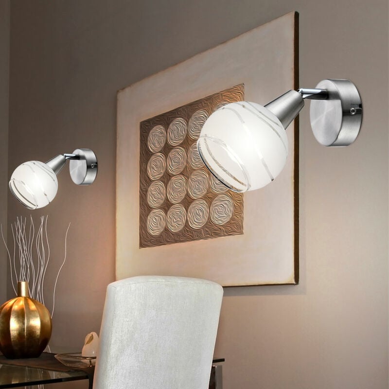 Image of Etc-shop - Set di 2 faretti led da parete soggiorno camera da letto lettura luci notturne lampade spot in vetro mobili
