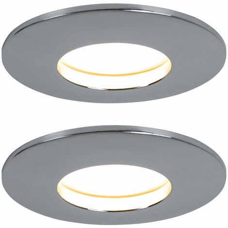 Set di 2 faretti da incasso a LED, faretti a soffitto, faretti, soggiorno, bagno, lampade cromate