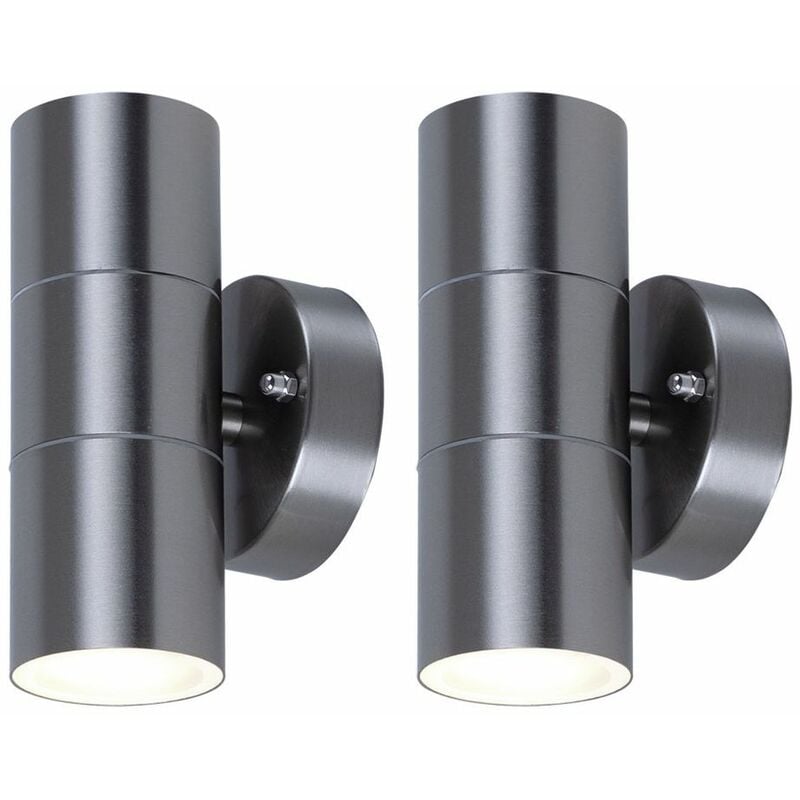 Image of Etc-shop - Set di 2 faretti da parete per facciate luci esterne Up Down lampade in acciaio inossidabile in un set che include lampadine a led