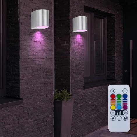 Set di 2 faretti da esterno a LED RGB telecomando porta d'ingresso