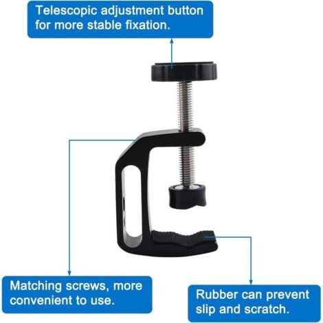 Set di 2 fascette universali in lega di alluminio con foro filettato da 1/4" per fotocamere da tavolo.
