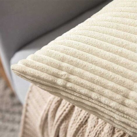 Set di 2 federe decorative in velluto a coste per cuscini morbidi per divano, per casa, soggiorno, camera da letto, 45x45 cm, beige
