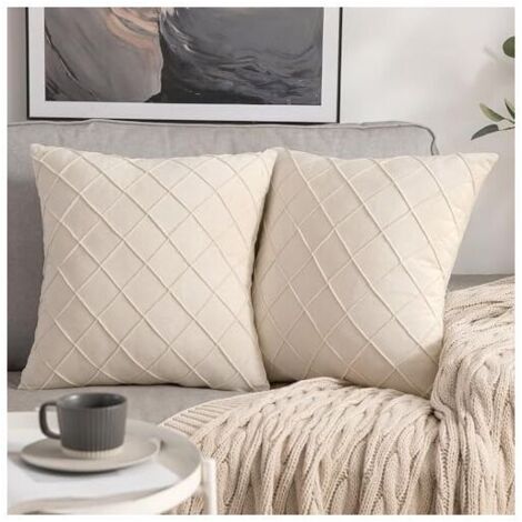 Set di 2 federe per cuscini in velluto con motivo a quadri in rilievo, federe per cuscini quadrati, stile europeo, decorative per il soggiorno