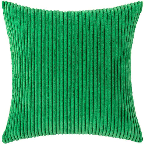 Set di 2 federe quadrate in velluto a coste a righe, morbide federe per divano (20", verde scuro)