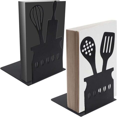 Set di 2 fermalibri cavi a forma di L – 15 x 10 x 10 cm – Metallo – Design creativo – Per cucina, ufficio, scuola