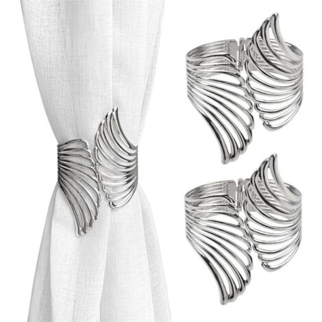Set di 2 fermatende creativi in lega di zinco con chiusura a molla per casa e ufficio (ali cave color argento)