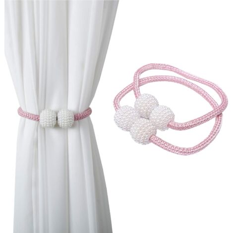 Set di 2 fermatende magnetici - Clip magnetiche per decorare finestre in casa, ufficio, hotel, rosa