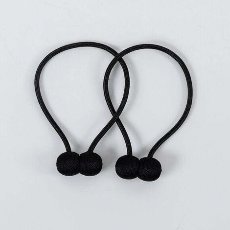 Set di 2 fermatende magnetici - Corda per tende intrecciata nera con magnete potente per camera da letto, soggiorno, ufficio