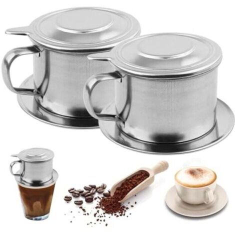 Set di 2 filtri per caffè vietnamita in acciaio inossidabile, 3 filtri per caffè vietnamita, 3 x 2,5 pollici, accessori per caffè riutilizzabili professionali, filtro, filtro