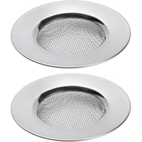 Set di 2 filtri per lavello per doccia, raccoglicapelli, foro di scarico, vasca da bagno o lavello da cucina. Filtri di scarico per lavello in acciaio inox nero. Diametro 7,6 cm.