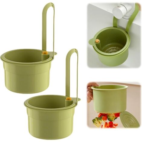 Set di 2 filtri per scarico a clip, da appendere al rubinetto, senza sporcare, in silicone rimovibile per la pulizia e l'organizzazione della cucina (verde)