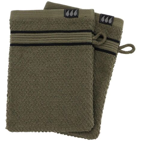 Set di 2 flanelle 15x21 cm 100% cotone - nero kaki - Tendance