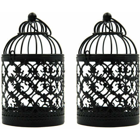 Set di 2 gabbie per uccelli traforate, portacandele decorativi vintage a lanterna per candele da appendere o decorare la tavola, accessori per feste di matrimonio