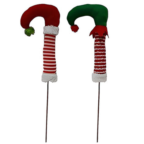 Set di 2 Gambe con Scarpe da Giullare e Elfo per Albero di Natale h 45 decorazioni addobbi natalizi