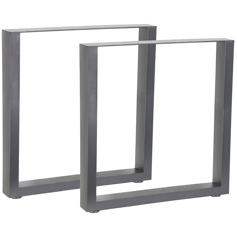 Image of Set di 2 gambe tavolo grigio 70x72 cm base tavolo poggiapiedi gambe tavolo acciaio
