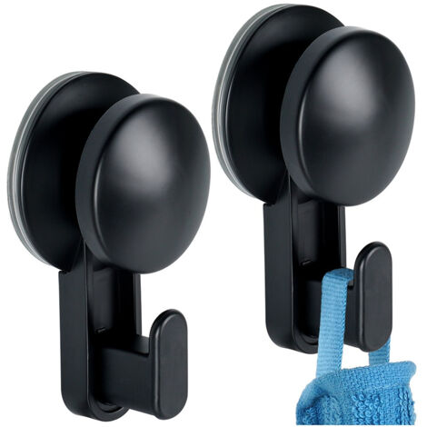 Set di 2 ganci a ventosa neri per bagno, 5,5