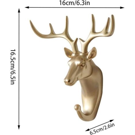 Set di 2 ganci appendiabiti a forma di cervo CSPARKV, gancio appendiabiti decorativo, decorazione murale a forma di animale in resina, per appendere cappotti, sciarpe, borse, asciugamani, chiavi, capp