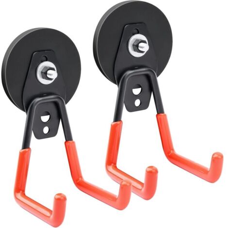 Set di 2 ganci magnetici extra forti da 66 mm. Magneti con ganci per giardino, garage, officina.