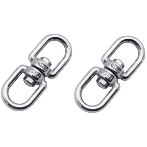 Set di 2 ganci micro girevoli in acciaio inox 304, robusti ganci girevoli a doppia testa da 5 mm per appendere piante, rotatore per appendere casette per uccelli
