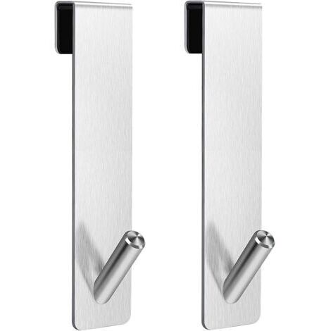 Set di 2 ganci per porta doccia - Ganci portasciugamani senza diamanti, ganci per porta doccia in vetro senza cornice, colore argento (18 cm)