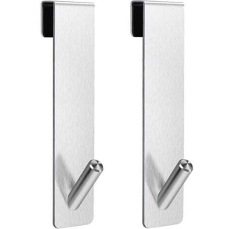 Set di 2 ganci per porta doccia - Ganci portasciugamani senza diamanti, ganci per porta doccia in vetro senza cornice, colore argento (18 cm)