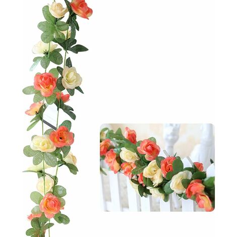 Set di 2 Ghirlande di rose artificiali Vite di rose Ghirlanda di fiori finti artificiali Vite di rose finte per decorazioni per la casa Decorazioni ad arco per matrimoni Giardino 2 x 2,5 m, T-Audacity