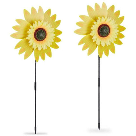 Set di 2 girasoli con mulino a vento