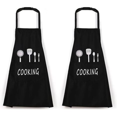 Set di 2 grembiuli neri, grembiule da cucina professionale da uomo, grembiule impermeabile con tasche, grembiuli per cucina, ristorante, ecc.