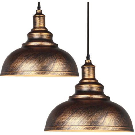 set di 2 Industriale Lampada a Sospensione Metallo Ferro Lampada da Soffitto E27 per Sala da Pranzo Cucina ,Marrone