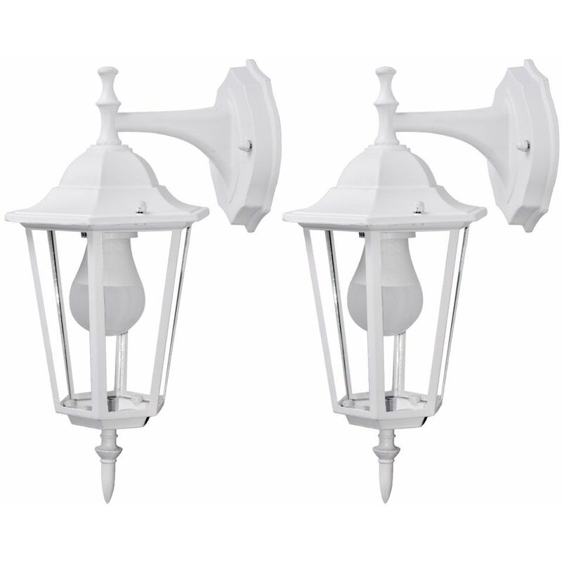 Image of Set di 2 lampade da parete per esterni terrazza giardino lanterna lampada in vetro alu IP44