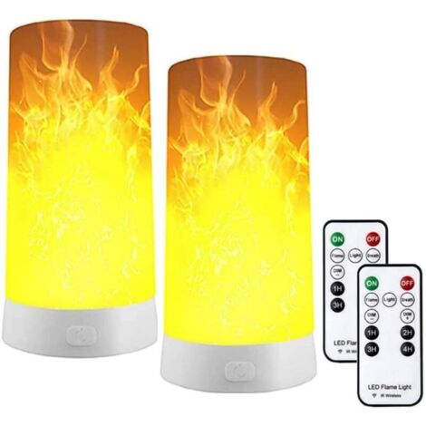 Set di 2 lampade a LED ricaricabili tramite USB con effetto fiamma, telecomando e timer, stoppino LED tremolante realistico con magnete.