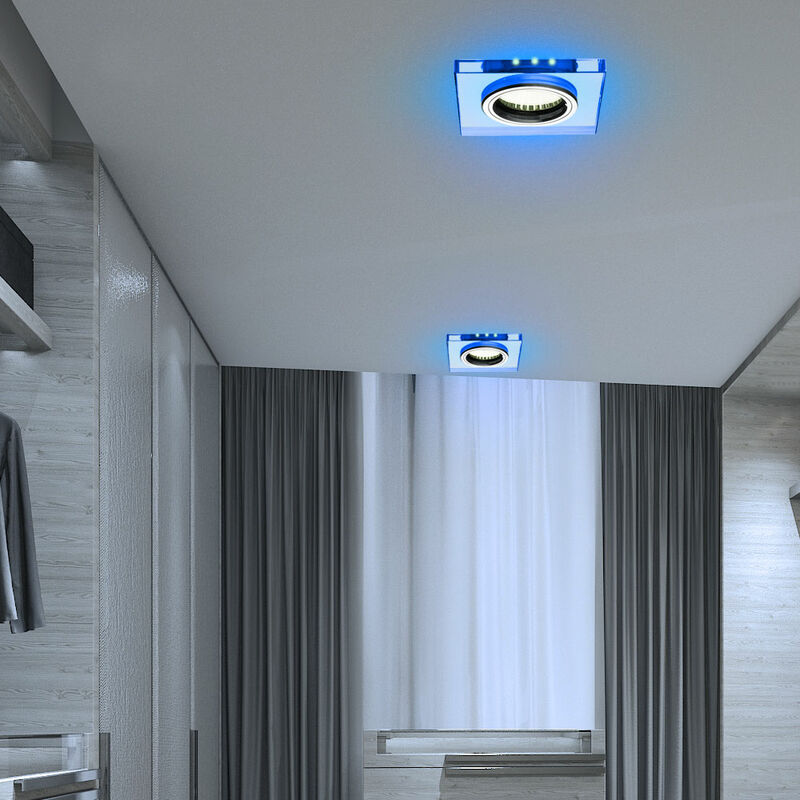 Image of Set di 2 plafoniere faretti da incasso soggiorno sala da pranzo illuminazione faretti in vetro luci decorative a LED blu