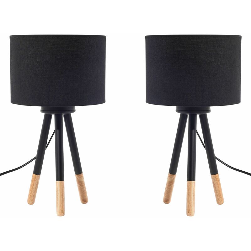 Image of Set di 2 lampade da comodino in colore nero Tobol