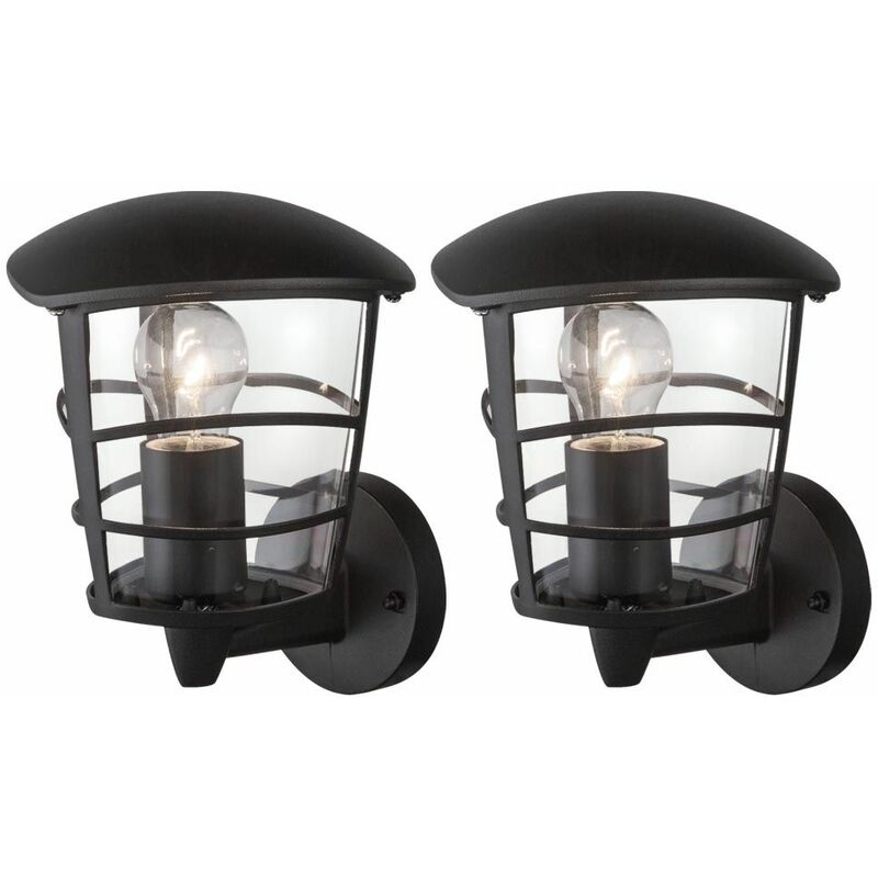 Image of Etc-shop - Set di 2 lampade da parete alu, lanterne da giardino, illuminazione per esterni, terrazze, luci per veranda, nere