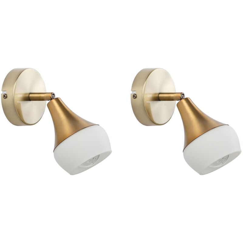 Set 2 Lampade da Parete a Campana Acciaio Dorato Posizione Regolabile Antler