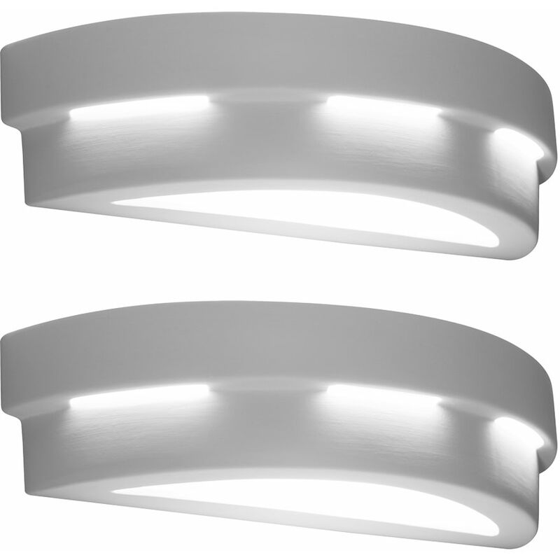 Image of Etc-shop - Set di 2 lampade da parete design up down bianco soggiorno illuminazione corridoio lampade in vetro ceramica verniciabile