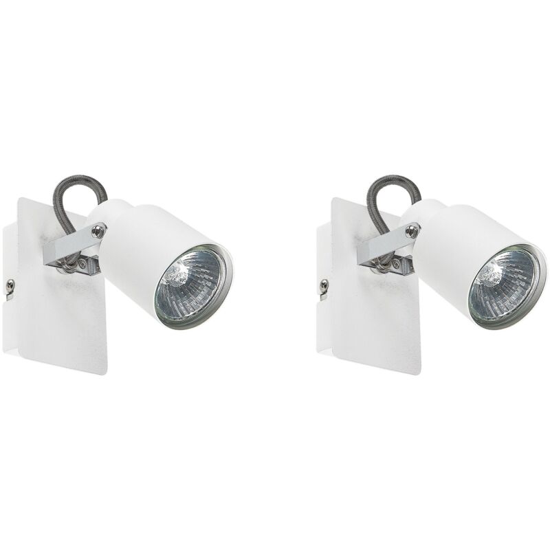 Image of Beliani - Set di 2 lampade da parete faretti in metallo bianco Bonte