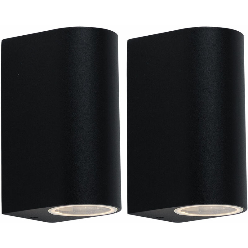 Image of Lampada da parete per esterno luce esterna Up & Down luce per facciate nera in alluminio per esterni casa, 2x GU10, LxA 6,5x14,5 cm, set di 2
