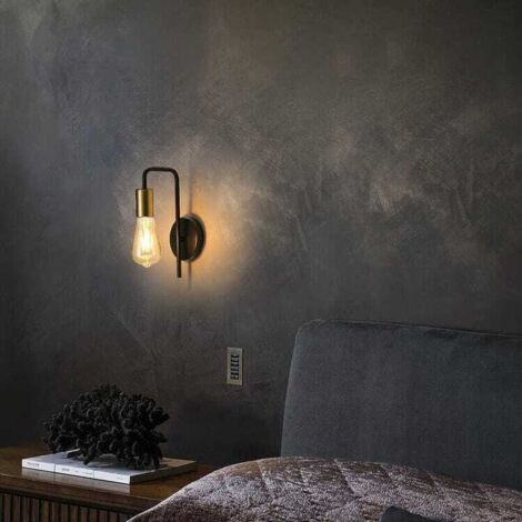 Set di 2 lampade da parete vintage industriali per interni, in ferro dorato E27 IP20 per camera da letto, corridoio, bar (lampadina non inclusa)