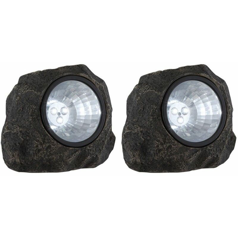 Image of Set di 2 lampade decorative a LED a luce solare in pietra design IP44 grigio
