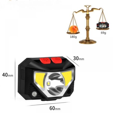 Set di 2 lampade frontali a LED ultra potenti, ricaricabili tramite USB, con sensore di movimento, leggere e impermeabili, 14 modalità per corsa, campeggio e pesca.