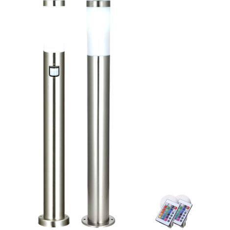 Set di 2 lampade LED da esterno a LED in acciaio inox Sensore di telecomando per illuminazione da giardino. Illuminazione dimmerabile