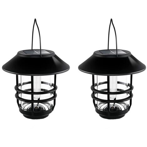 Set di 2 lampade solari, vetro/metallo, impermeabili, nere/trasparenti