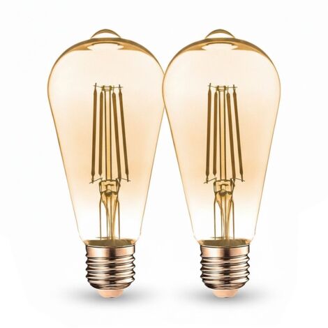 Set di 2 LAMPADINE LED E27 7W ST64 2200K Tipo Edison  Température de Couleur: Bianco caldo 2200K