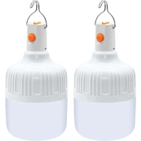 Set di 2 lanterne da campeggio (150W), lampade portatili con batterie ricaricabili tramite USB, super luminose, ideali per esterni, campeggio, tende, patii e giardini.