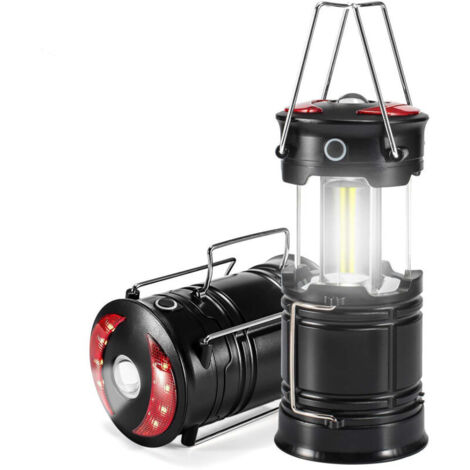 Set di 2 lanterne da campeggio, lanterne LED ricaricabili, lampade antiuragano con torcia e base magnetica per campeggio, uragani, escursionismo, emergenze, interruzioni di corrente