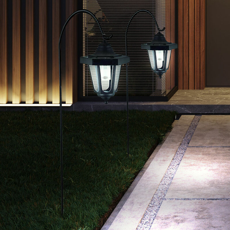Image of Set di 2 lanterne solari a led di illuminazione della lampada giardino IP44 lampade per esterni luci spina